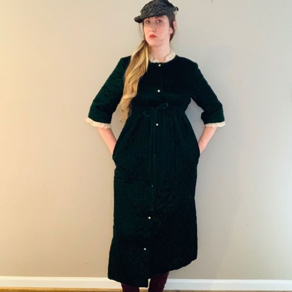 Vintage Green Quilted Velvet Jacket - Picture 10 of 16